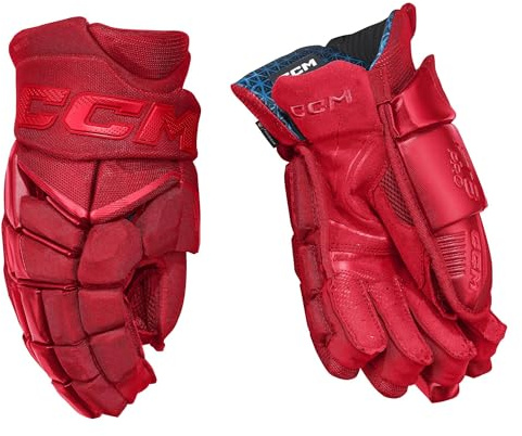 CCM JetSpeed ​​FT8 Pro Senior - Guantes de hockey sobre hielo (33 cm), color rojo y rojo