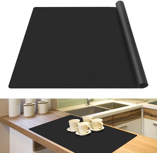 SOSMAR Groß Silikonmatte zum Basteln 60 x 40cm, A2 Bastelunterlage für Malen, Epoxidharz Handwerk, Knetunterlage, Tischmatte, Antihaft & Waschbar Malunterlage für Kinder (Schwarz)