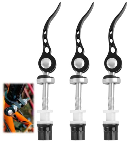 Juego de 3 abrazaderas de sujeción rápida M6 × 60 mm – Collar de sillín de aleación de aluminio ligero con palanca de sujeción rápida – Reemplazo de perno de varilla de sillín para bicicleta de