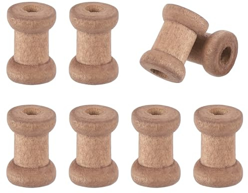 sourcing map 8Pcs Wooden Spools for Crafts, 0.55In Natural Wood Empty Spools Thread Wooden Bobbins for Wire Weaving Cord Sewing Twine Ribbon Chain Wrapping Organizing, Brown