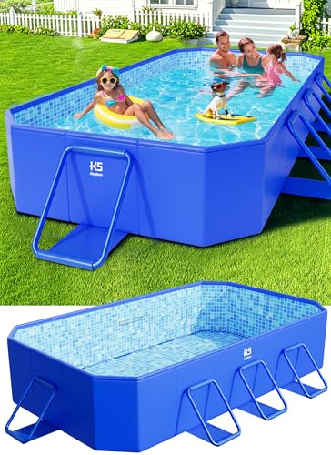 KingSom Piscina Desmontable Rectangular, Piscina Desmontable Plegable, Engrosado Sobredimensionado Frame Pool, Piscinas Rectangular Doblable, Fácil de Guardar, Piscinas para Jardín, 300 x 185 x 51 cm