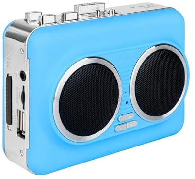 SENECESLI Tragbarer Kassettenrekorder, Kassettenrekorder, Stereo-Zweikanal mit 3,5-mm-Standardkopfhörern, Kassettenspieler, USB-Laufwerk, Kassetten-zu-MP3-Konverter, Klare Klangqualität (Blue)