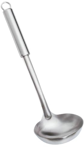 HOODANCOS Cucchiaio da Cucina in Acciaio Inox 304 Manico lungo e Foro Appendibile Utensile Resistente al Calore per Pentole e Preparazioni Culinarie Professionali