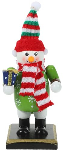 DIYEAH Schiaccianoci in Legno a Forma di Pupazzo di Neve 16 CM Decorazione Natalizia da Tavolo per Soggiorno e Camera Ornamento di Natale per Regalo Festivo