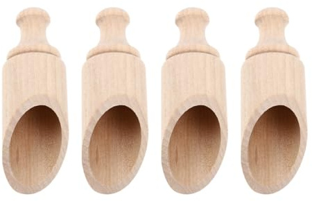 FOMIYES 4 Cucharas de Madera para Condimentos y Té, Cucharillas Multiusos sin Pintura, Tamaño 30x88 Mm, Utensilios de Cocina Prácticas para Sal y Baño, Set de 4 Piezas