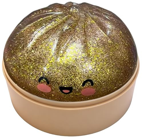 Glitter Dumpling Squishy Mystery XXL, Rainbow Mystery Dumpling mit Dampfgarer, Squeeze Toy, Fidget Toys Squishy, Anti Stress Toy für Erwachsene Goodie Bag, Gold