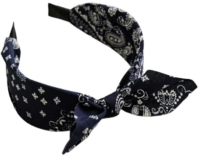 Breites Stirnband für Damen mit Schleife Knoten Paisley Print Modisches Haar-Accessoire Alltagsstil (Navy, One Size)