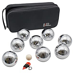 GICO Boules Set Petanque Boccia Spiel Kinder Erwachsene- 8er Set aus Stahl in der praktischen Tragetasche (720gr) -3268