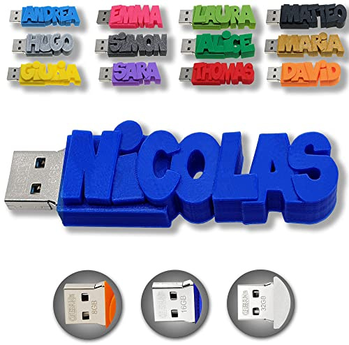 Individueller persönlicher USB Stick Datenstick mit eigenem Namen/Schriftzug und Farbe nach Wahl - USB 3.0 – 8GB, 16 GB oder 32 GB – einzigartiges Geschenk