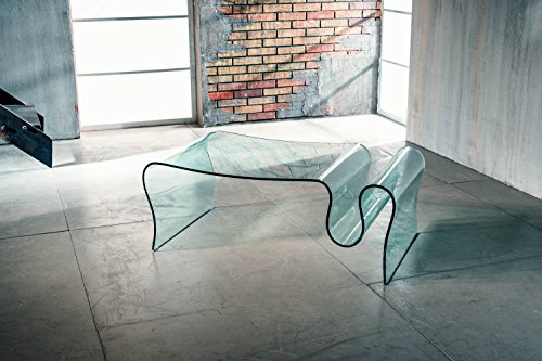 IMAGO FACTORY Sauvage Couchtisch – Brücke aus gebogenem Glas mit Zeitungsständer, großer Couchtisch, eleganter Couchtisch, Möbel aus Glas, modernes Design