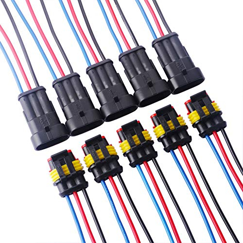 GTIWUNG 5 Kit 3 Pin Way Waterproof Electrical Connector Wire, Automotive Wire Connectors, Car Plug Socket Kit, Insulated and Sealed, Terminal Connector