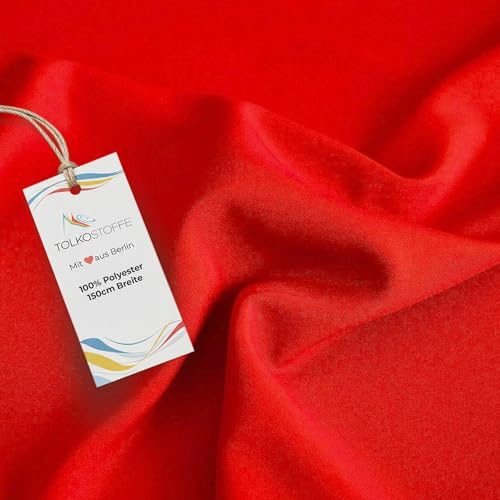 TOLKO 1m Modestoff | Dekostoff universal Stoffe zum Nähen Meterware Dekorieren | Blickdicht, knitterarm | 150cm breit Bekleidungsstoffe Dekostoffe Vorhangstoffe Basteln Patchwork (Rot)
