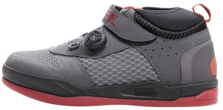 O'NEAL | Scarpe da Mountain Bike | MTB Downhill Freeride | Vegan | SPD Pedal Plate Compatible, Quick Lace System, Breathable | Session SPD V.22 Shoe | Adult | Grey Red | Size 43