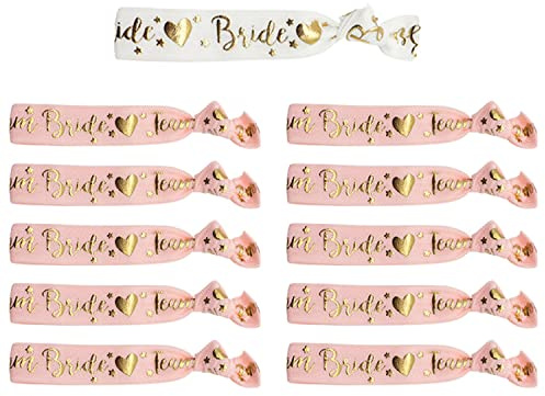 YSUVIN 11PCS Sposa Bracciali Addio al Nubilato Set, 1 Bianco Bride e 10 Rosa Team Bride Bracciali, JGA Sposa Gadget per Addio al Nubilato, Matrimonio, Doccia Nuziale, Donne Decorazione