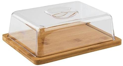 APS Bandeja de bambú con capucha, juego compuesto por: - Bandeja de bambú de 24 x 18,5 cm, altura: 1,5 cm, campana 21,6 x 16,2 cm, altura: 7 cm