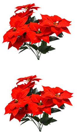 Homoyoyo 2stücke Künstliche Rote Weihnachtsstern-blumensträuße Weihnachtsbaum-Ornamente Tischdekoration Für Zuhause Und Büro Weihnachtsblumen Weihnachtssträuße