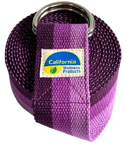 California Yoga Strap | Yoga Belt with Safe Adjustable D-Ring Buckle for Pilates | Stretching Strap | Exercise Bands | Physical Therapy | Improves Sitting Posture | Purple | Pack of 1-10ft