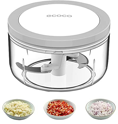 Manual Food Chopper Vegetable Chopper, ZWCEGND 550ML Garlic Mincer Hand Pull String Onion Cutter with Big Pull Ring for Veggies, Meat, Ginger, Peppers, Fruits, Nuts, Herbs, etc