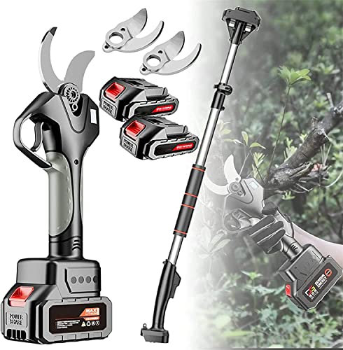 HACSYP Tijeras de podar eléctricas, podadora de árboles Extensible Profesional inalámbrica de 45Mm/1,8 Pulgadas con Poste de extensión for Jardines, pastos, huertos