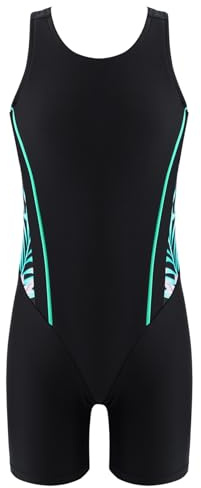 Runhomal - Bañador para niña de 1 pieza, para niño, pantalones cortos de playa, rashguard con combinación de piscina, natación, deporte, verano para niños, 5-16 años, Un lirio rosa y negro, 15-16 Años