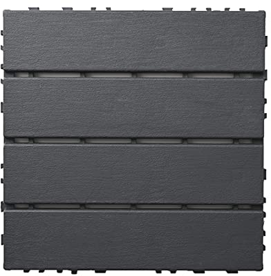 PJDDP Dalles Terrasse Caillebotis à Emboîtement 30x30cm Carreau de Patio, Revêtement de Sol Extérieur Dalles pour Jardin, Balcon et Terrasse, Au Bord de la Piscine, Porche,Gris,24 pcs