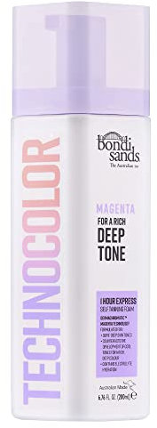 Bondi Sands Technocolor 1-Hour Express Magenta Self-Tanning Foam Easy Application, Streak Free Fake Tan - Fast-Acting Body Tan for Natural-Looking Glow (200ml)
