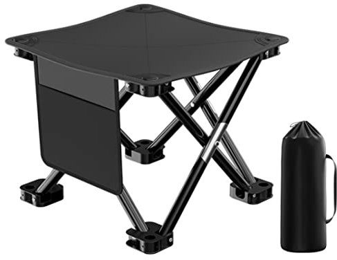 Klapphocker Faltbar Campinghocker Leicht Tragbares Angelhocker Picknick Faltbarer Hocker Angelhocker mit Tragetasche für BBQ Black XL