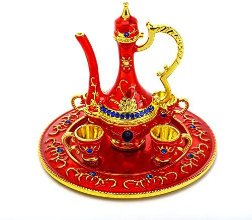 YU FENG Moroccan Teapot Set Jewelry Trinket Box Hinged Hand Painted Enamel Treasured Trinkets Collectable Jewellery Box Ring Holder For Home Decor Christmas Gift,3inch