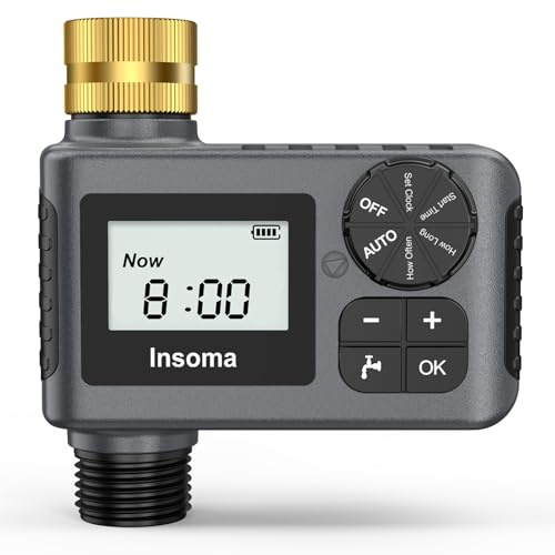 [Upgraded Version] Sprinkler Timer with Brass Swivel, Programmable Water Timer for Outdoor Garden Hose, Hose Timers with Rain Delay/Manual/Auto Mode, Drip Irrigation and Lawn Watering System, 1 Outlet