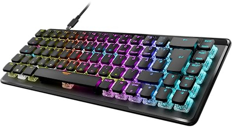 Roccat Vulcan II Mini Air – 65 Prozent Wireless optische mechanische Gaming-Tastatur, anpassbare RGB-Beleuchtung, abnehmbares Kabel, Titan II Tactile Schalter, Aluminiumplatte, Schwarz