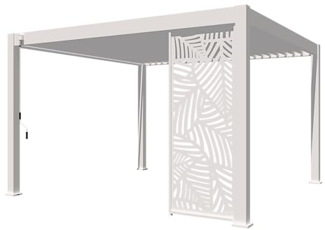 Weide Dekorative Lamellenwand Paneel Zubehör für Weide Pergola | Blatt-Design | Aluminium | Anthrazit, Weiß | 3 Breiten | Flexibler Sichtschutz und optimale Luftzirkulation (Weiß, 93 cm)