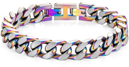 LUCKY2+7 Armband Herren-Kubanisches Gliederkettenarmband Silber Schwarz Edelstahl herren armband