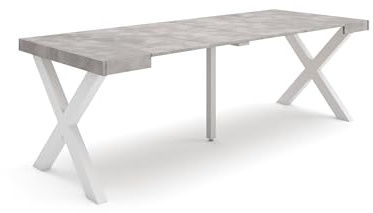 Skraut Home | Extendable Console Table | Folding Dining Table | 220 | For 10 diners | Solid wood legs | Modern Style | Concrete