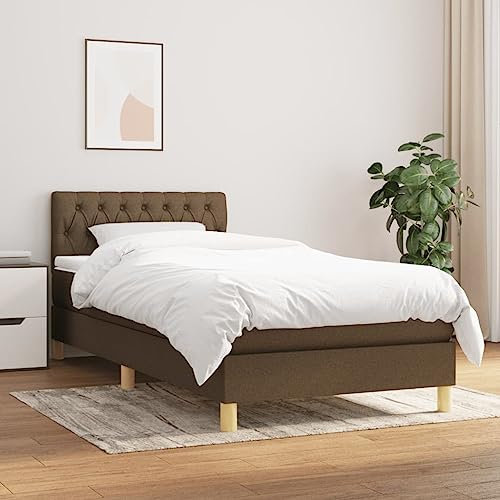 Gecheer Boxspringbett mit Matratze Bettgestell Bettrahmen Designerbett Gästebett Jugendbett Dunkelbraun 90x200 cm Stoff-Q89
