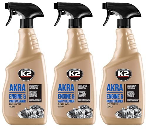 K2 Spray Limpiador Desengrasante para Motor Pack de 3 - Limpia Superficies Externas Aceite,Grasa,Polvo y Suciedad Adherida Herramientas y Suelos - Akra 750ml