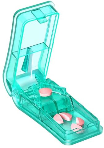 Pill Cutter, Pill Splitter with Blade Sharp Blade for Small Pills Large Pills Cut in Half Quarter for Tablet Vitamin Medicine (Green)