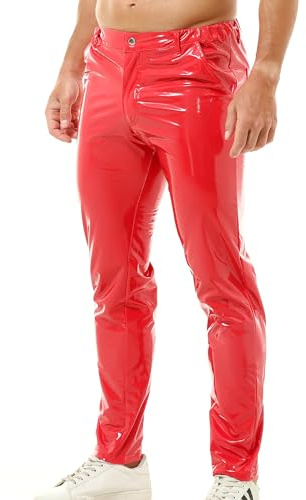 QiaTi Camiseta sin mangas de cuero con cordones para hombre cuello redondo chaleco de cuero sintético para hombre Camisas rave danza