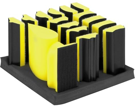 QWORK® 16-teilig Handschleifklotz-Set, Klettrückplatte, Geeignet zum Schleifen und Polieren von Holz