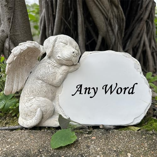 Personalisierbare Hunde-Engel-Gedenkstatue - Gravierter Haustier-Gedenkstein, Grabmarker, Gedenkgeschenk Mit Jedem Wort