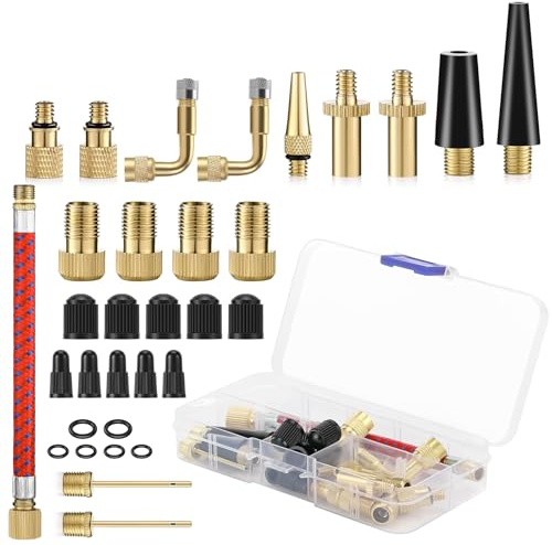 32 Stück Fahrradventil Adapter Set, DV SV AV Französisches Ventil Adapter, Ventiladapter für fahrräder, Luftpumpe Fahrradpumpen Adapter mit Aufblasbarer Schlauch, für Kompressor Fahrradpumpe