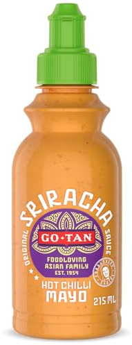 Go-Tan - Salsa Sriracha, Salsa Cremosa, Sabor ligeramente Picante - 500 ml | Textura suave y cremosa. Picante ligero. Apto para aderezo de ensaladas, sushi, bowls y aperitivos
