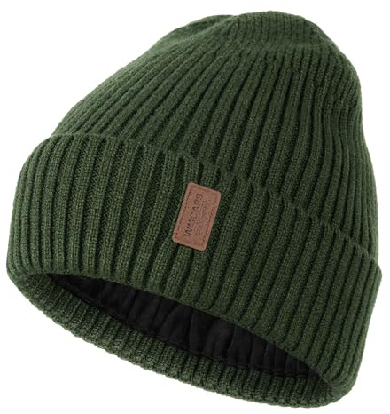 Wmcaps Wintermütze für Herren, gefütterte Thermo-Mütze | Strickmütze, winddicht, atmungsaktiv, elastisch, weich, Fleecefutter, für Radfahren, Sport, Laufen, Alltag & Spazieren.