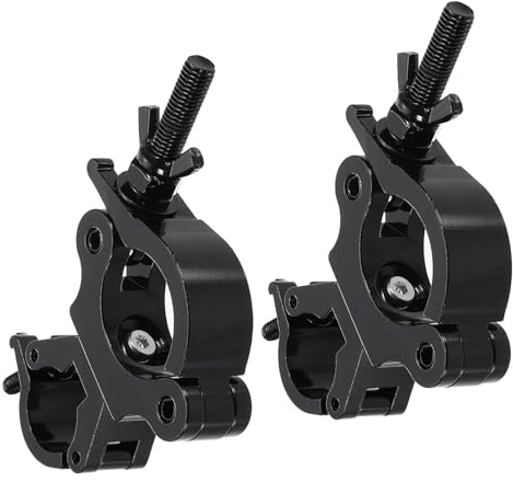 sourcing map Light Truss Clamps, Aluminum Alloy Stage Lighting Pipe O Clamp for 1.22-1.38inch & 1.77-2.05inch OD Tube Max Load 220Lb Double Buckle, 2Pcs, Black