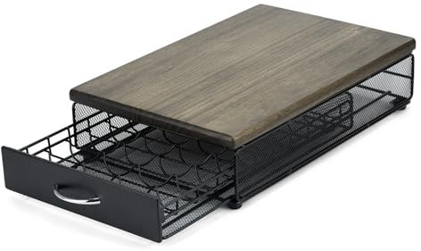 HiveNets Kaffee Kapsel Lagerung Schublade Pods Halter Metall und Holz Top Organizer (50 Pods)