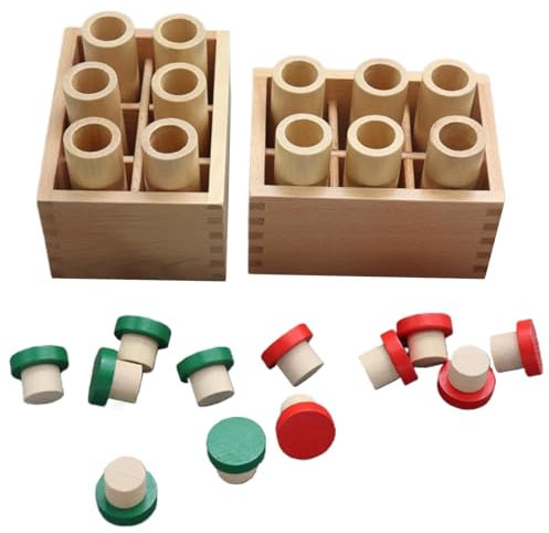 WJnflQN Cilindros de sonido,Cilindros auditivos sensoriales, Juguete de cilindro de sonido sensorial y auditivo de madera, Juguetes de sonido educativos de cilindro, Botellas de sonido de desarrollo