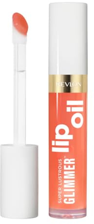 Revlon Super Lustrous Glimmer Lip Oil, nährendes und antioxidantes, aufpolsterndes, strahlendes Lippenöl, ultra-glänzendes Finish, Formel auf Basis von pflanzlichem Squalan, 002 Miss Coral, 3,8 ml