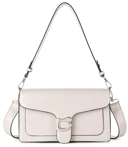 Travistar Handtasche Damen Mittelgroß Umhängetasche Damen PU Leder Crossbody Bag Damen Schultertasche Abendtasche Kupplung mit 2 Abnehmbar Breiter Gurt Kreditkartenfächer Aprikose