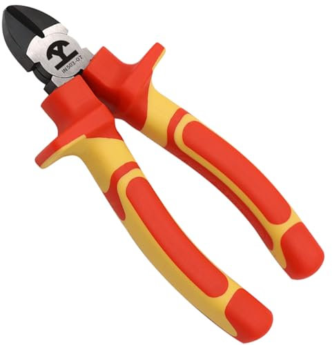WEDO Alicates de corte diagonal aislados de 6 pulgadas, VDE 1000 V, alicates de inyección con cuerpo de acero al cromo vanadio y asas antideslizantes de doble material, dureza de mandíbula HRC58-63