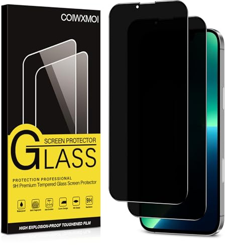 Coiwxmoi Privacy Pellicola Protettiva per Apple iPhone 13 Pro 2 Pezzi Vetro Temperato Anti-spia Durezza 9H Senza Bolle Anti-Graffio Ultra Resistente Anti-Spy Anti-Impronta Protezione Schermo