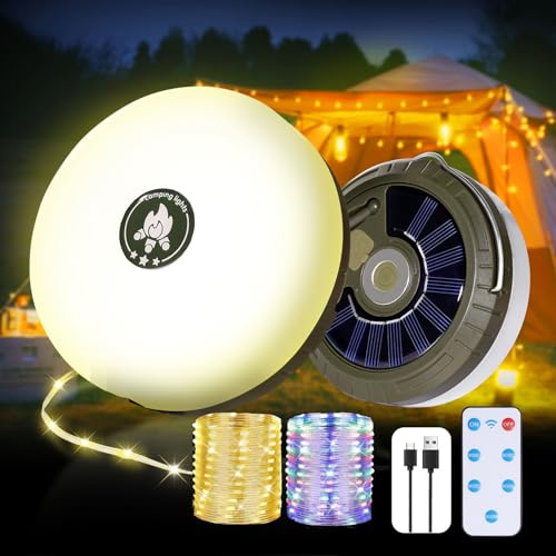 Camping Lichterkette Aufrollbar, 10m USB Aufladung Tragbare Wiederaufladbare LED Lichterkette USB, Wasserdicht IP44 mit 5 Beleuchtungsmodi, für Weihnachten Garten Hochzeit Balkon, Warmweiß